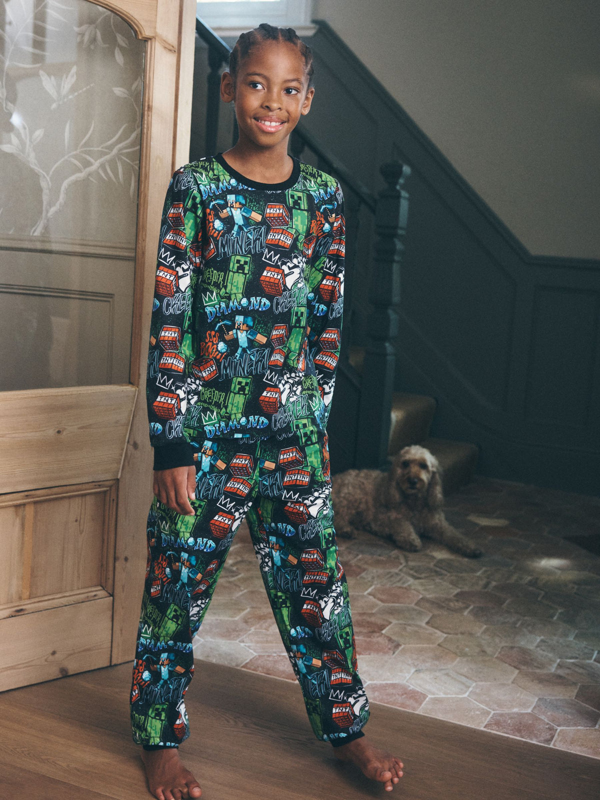 Graffiti Minecraft Single Cosy Fleece Pyjamas (4-16yrs) - image 1