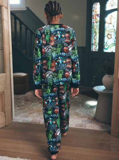 Graffiti Minecraft Single Cosy Fleece Pyjamas (4-16yrs) - image 3