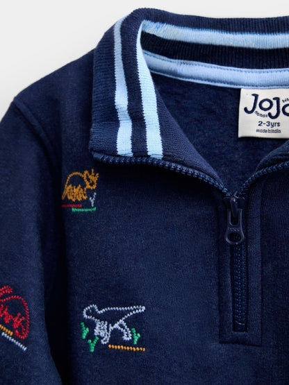 Dsiney Kidz - Jojo Maman Bébé Blue Marl Dino Embroidered Sweatshirt image 4