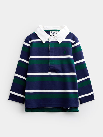 Dsiney Kidz - JoJo Maman Bébé Dark Green Stripe Rugby Top image 1