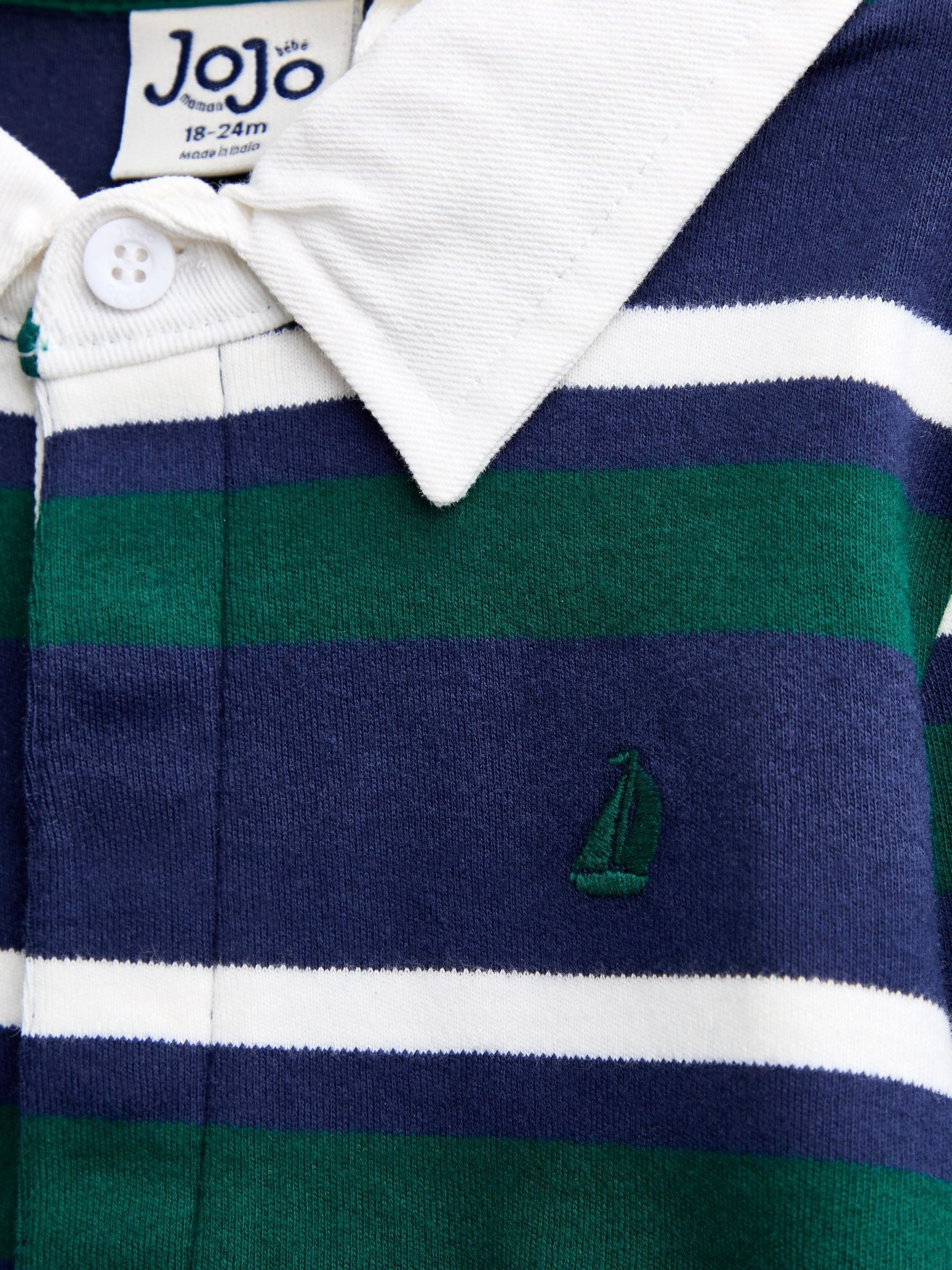 Dsiney Kidz - JoJo Maman Bébé Dark Green Stripe Rugby Top image 3