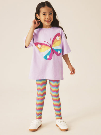 Dsiney Kidz - Little Bird by Jools Oliver Rainbow Butterfly T-Shirt and Leggings 2 Piece Set image 2