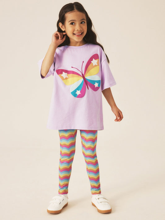 Dsiney Kidz - Little Bird by Jools Oliver Rainbow Butterfly T-Shirt and Leggings 2 Piece Set image 2