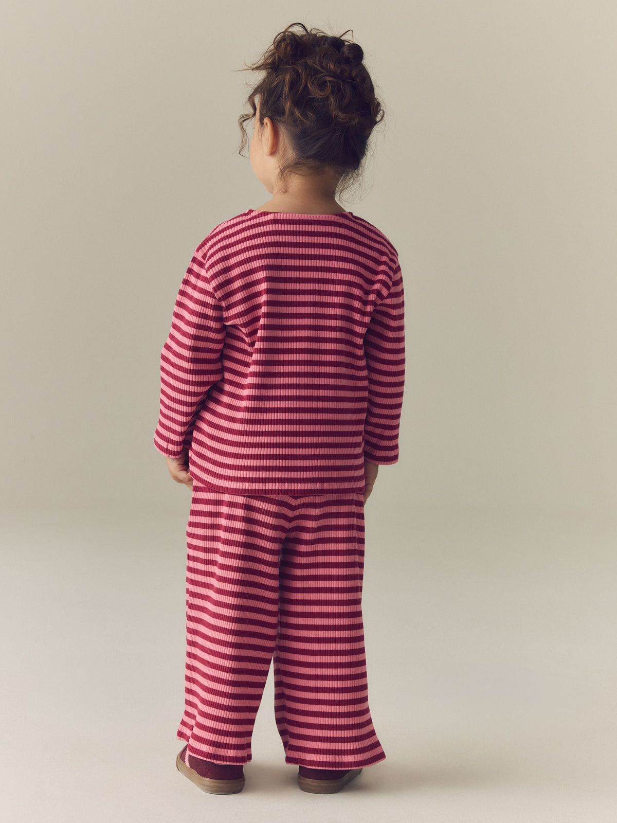 Pink Stripe Ribbed Cardigan and Wide Leg Trousers Set (3mths-7yrs) - image 3