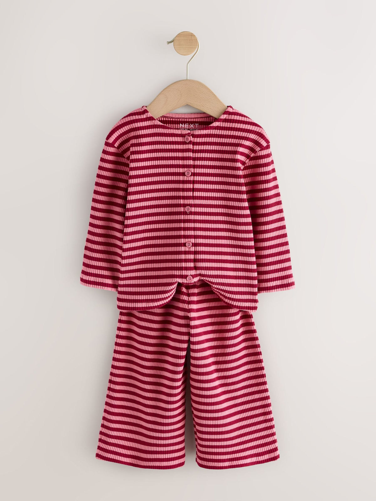 Pink Stripe Ribbed Cardigan and Wide Leg Trousers Set (3mths-7yrs) - image 5