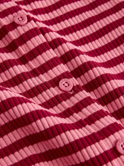 Pink Stripe Ribbed Cardigan and Wide Leg Trousers Set (3mths-7yrs) - image 7