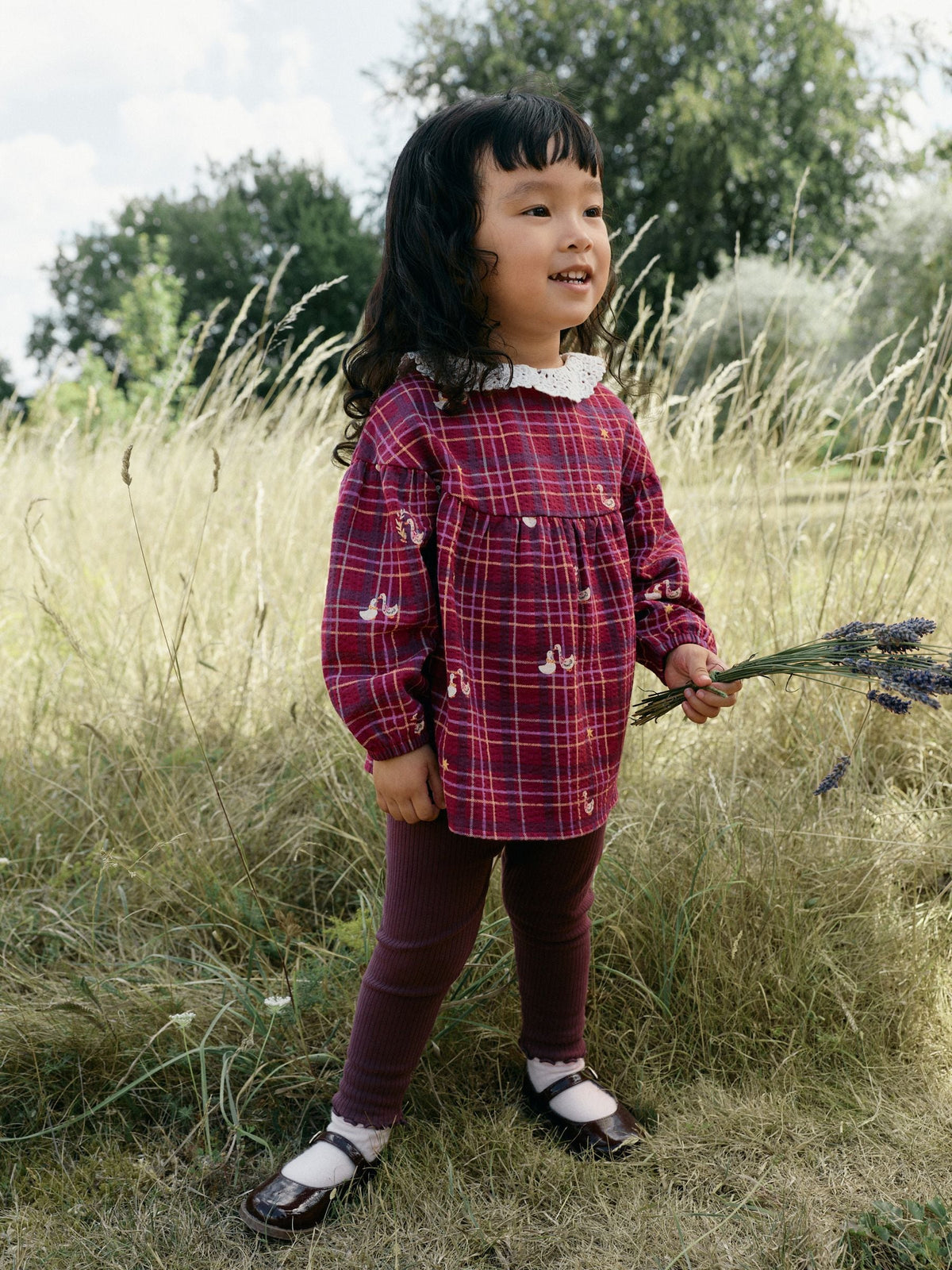 Red Check Goose Long Sleeve Blouse and Leggings Set (3mths-7yrs) - image 2