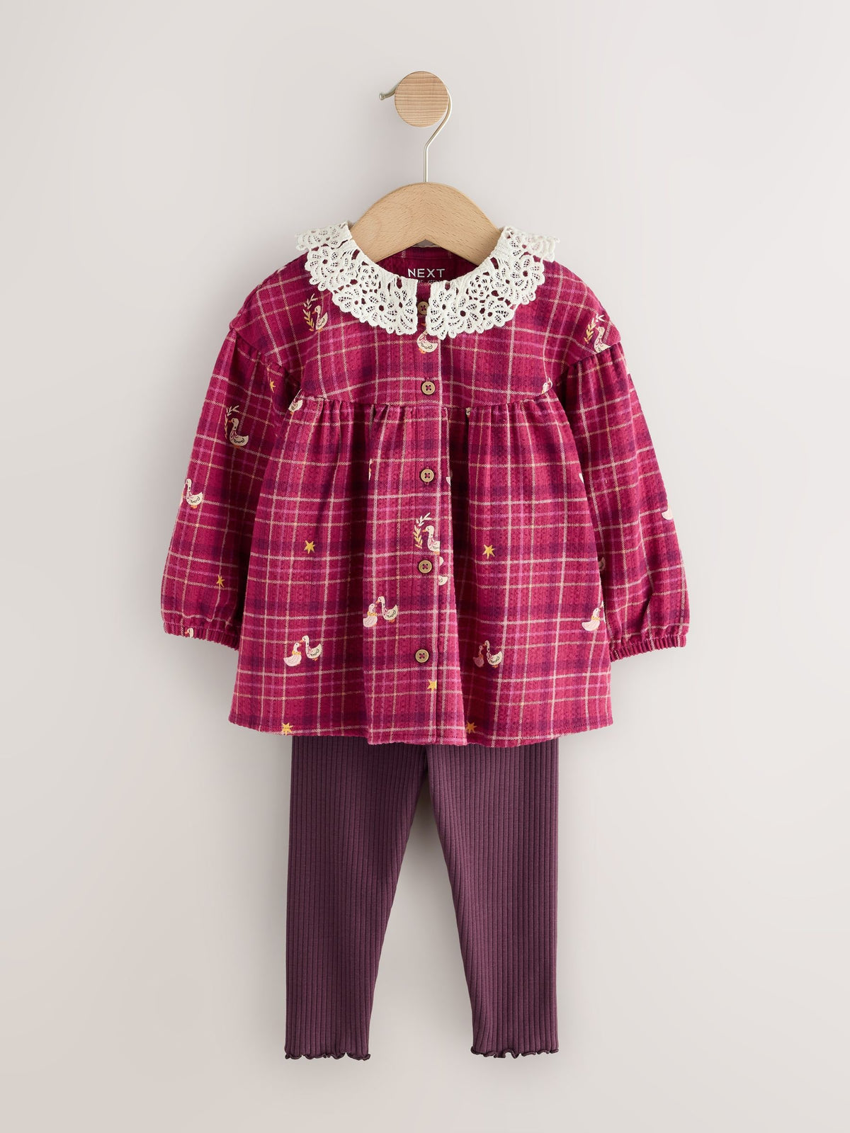 Red Check Goose Long Sleeve Blouse and Leggings Set (3mths-7yrs) - image 5