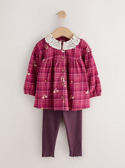Red Check Goose Long Sleeve Blouse and Leggings Set (3mths-7yrs) - image 5