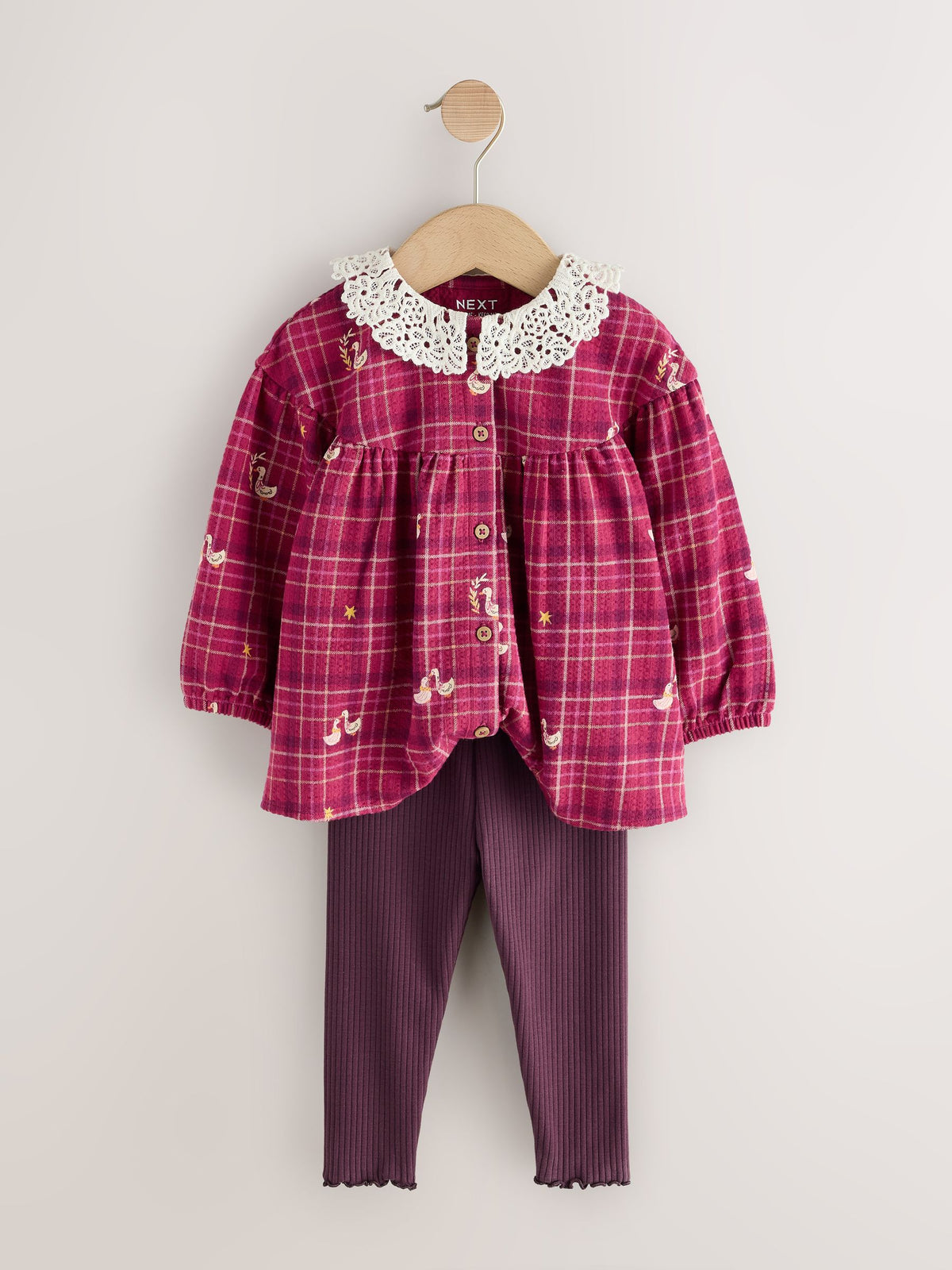 Red Check Goose Long Sleeve Blouse and Leggings Set (3mths-7yrs) - image 6