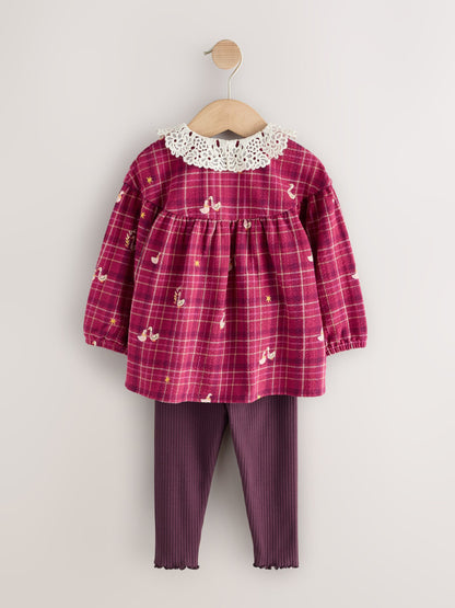 Red Check Goose Long Sleeve Blouse and Leggings Set (3mths-7yrs) - image 7