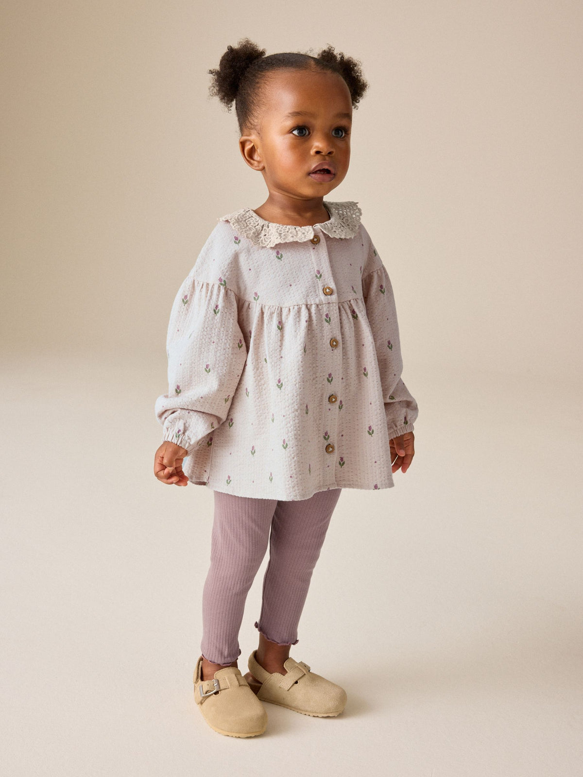 Cream Long Sleeve Blouse and Leggings Set (3mths-7yrs) - image 1