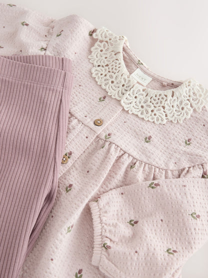 Cream Long Sleeve Blouse and Leggings Set (3mths-7yrs) - image 8