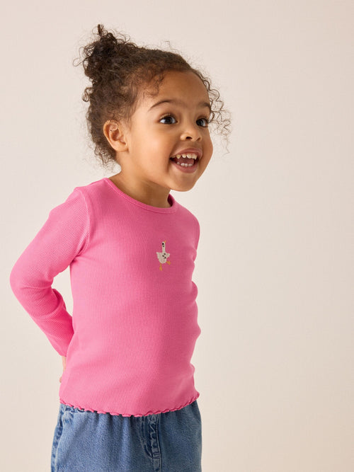 Dsiney Kidz - Pink Goose Long Sleeve Ribbed Top (3mths-7yrs) image 1