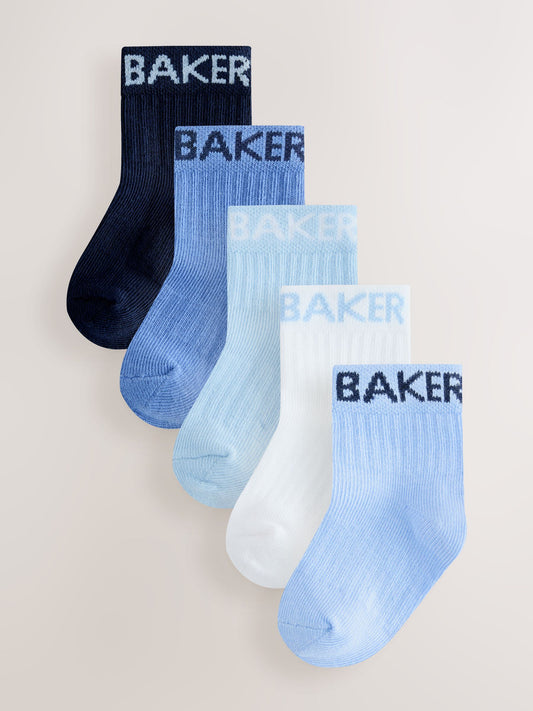 Baker by Ted Baker Blue Baker by Ted Baker Roll Top Socks 5 Pack image 1