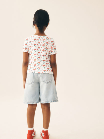 Dsiney Kidz - White Floral Toffs England Short Sleeve T-Shirt (3-16yrs) image 3
