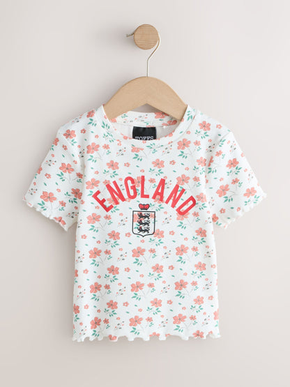 Dsiney Kidz - White Floral Toffs England Short Sleeve T-Shirt (3-16yrs) image 5