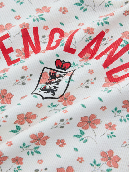 Dsiney Kidz - White Floral Toffs England Short Sleeve T-Shirt (3-16yrs) image 7