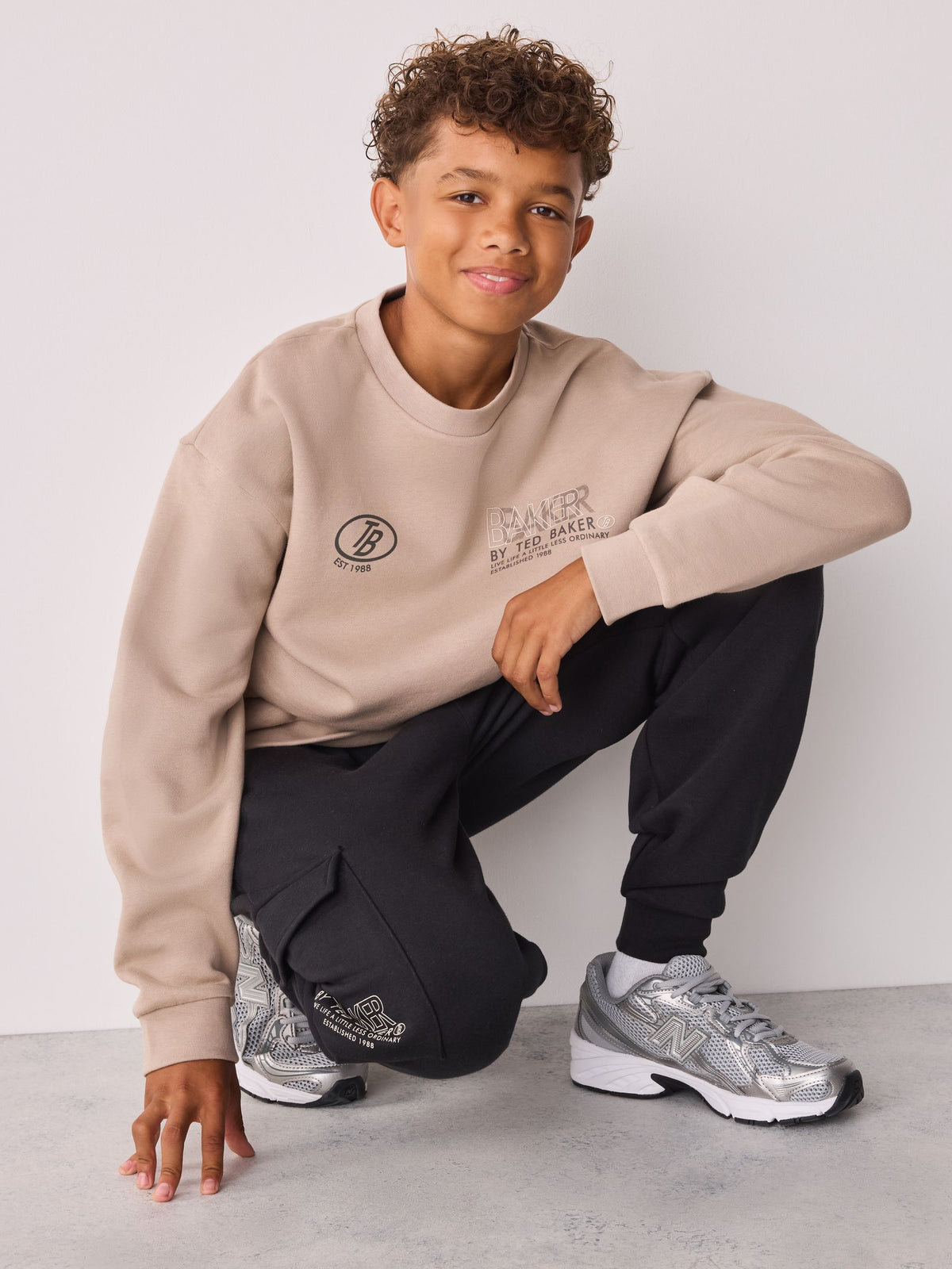 Baker by Ted Baker Stone/Black Oversized Sweatshirt and Cargo Joggers Set 2 Piece - image 5