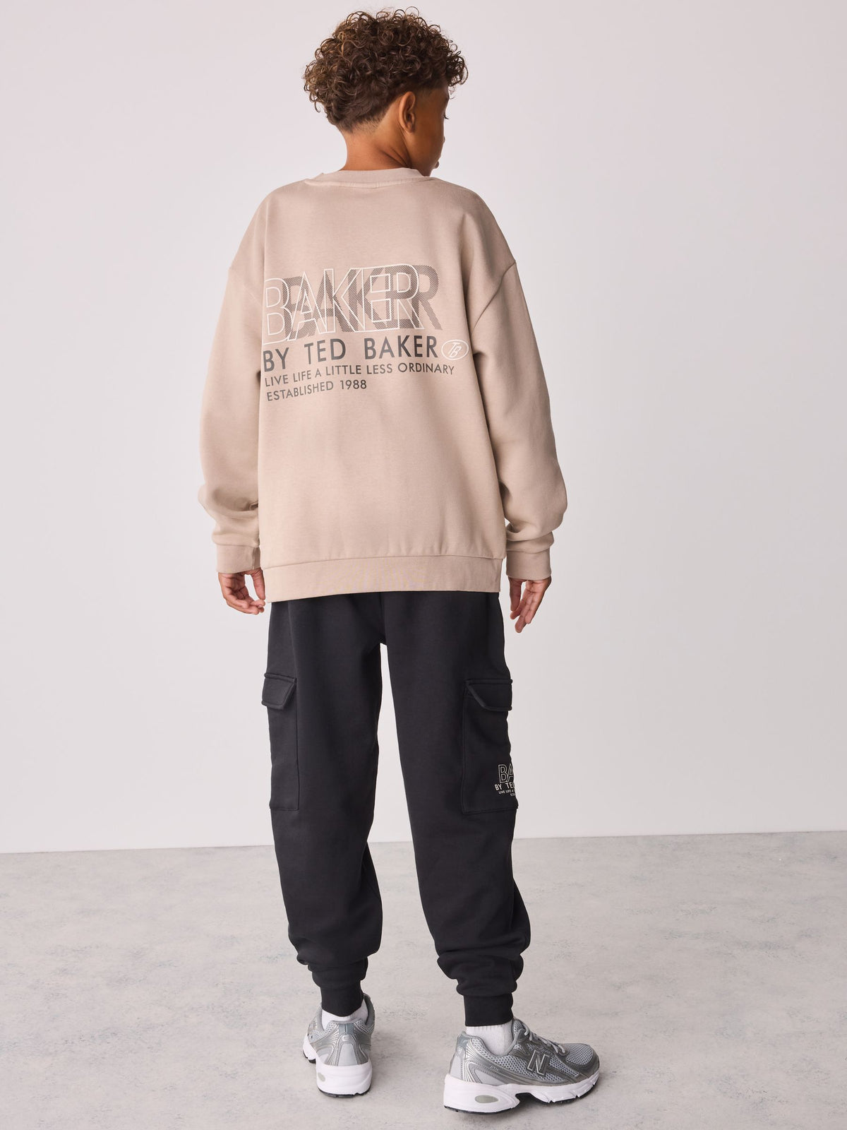 Baker by Ted Baker Stone/Black Oversized Sweatshirt and Cargo Joggers Set 2 Piece - image 6