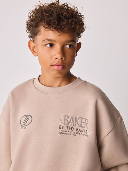 Baker by Ted Baker Stone/Black Oversized Sweatshirt and Cargo Joggers Set 2 Piece - image 7