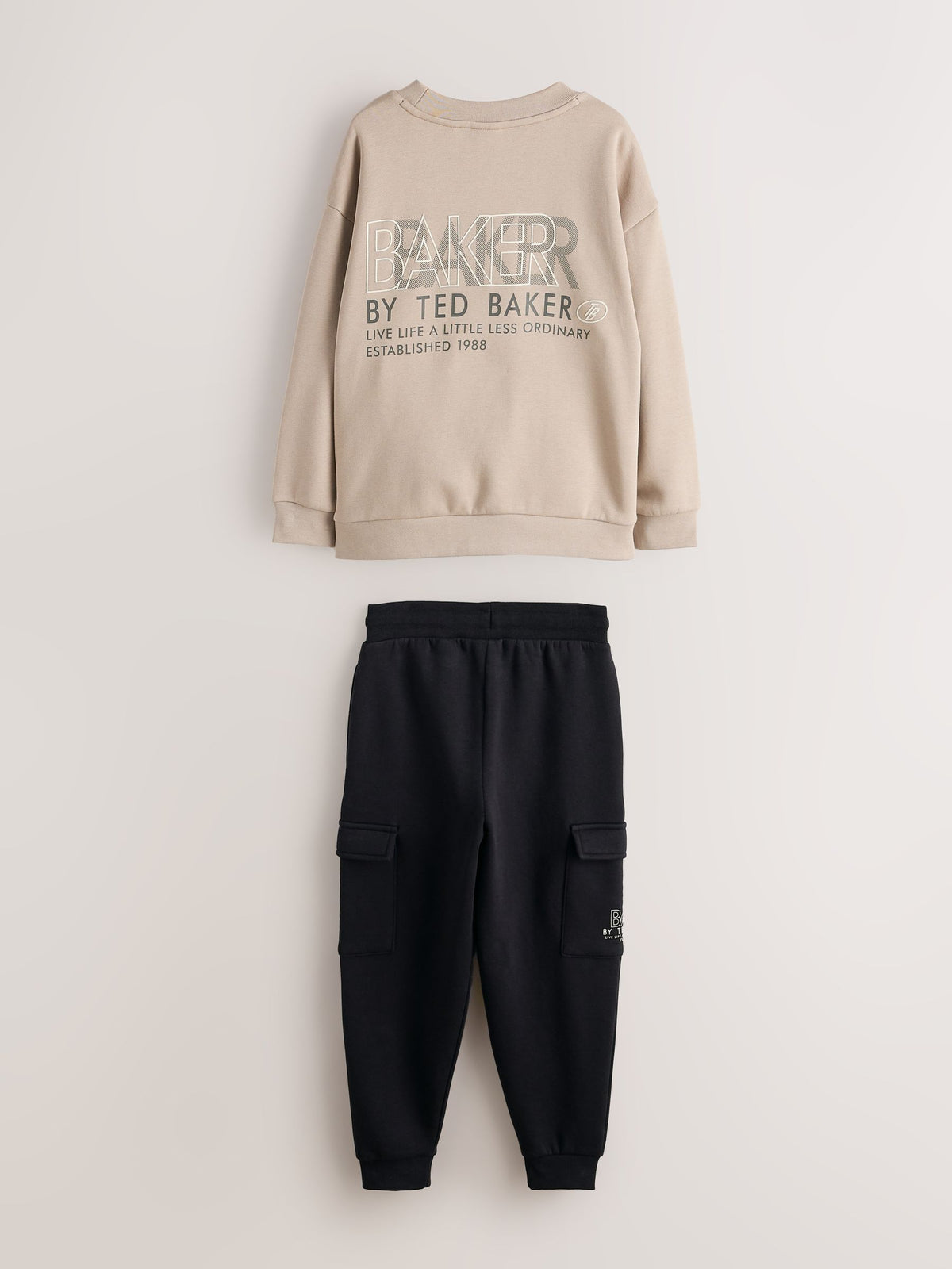 Baker by Ted Baker Stone/Black Oversized Sweatshirt and Cargo Joggers Set 2 Piece - image 9