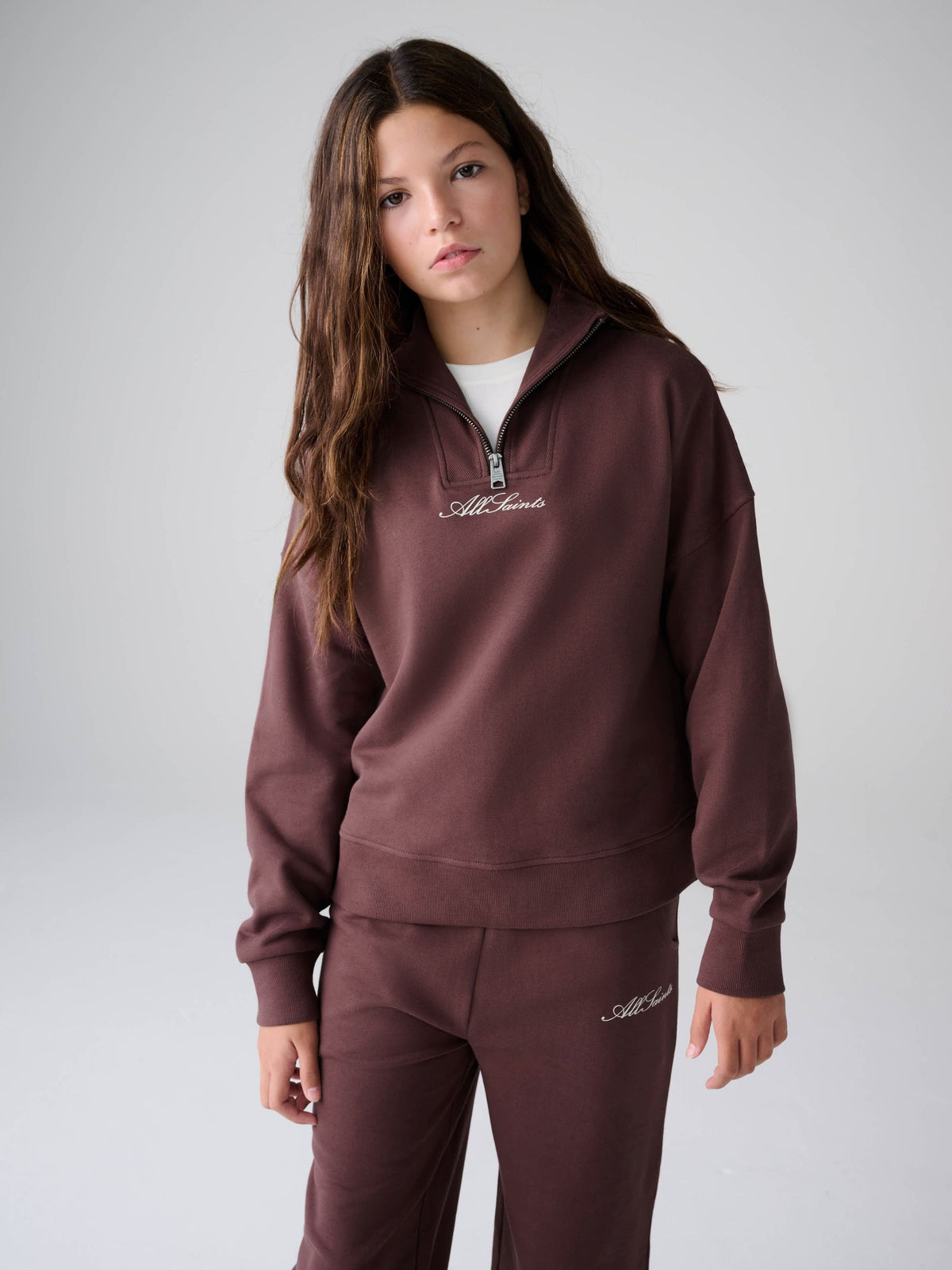 smALLSAINTS Brown Script Funnel Neck Sweater and Wide Leg Joggers Set - image 2