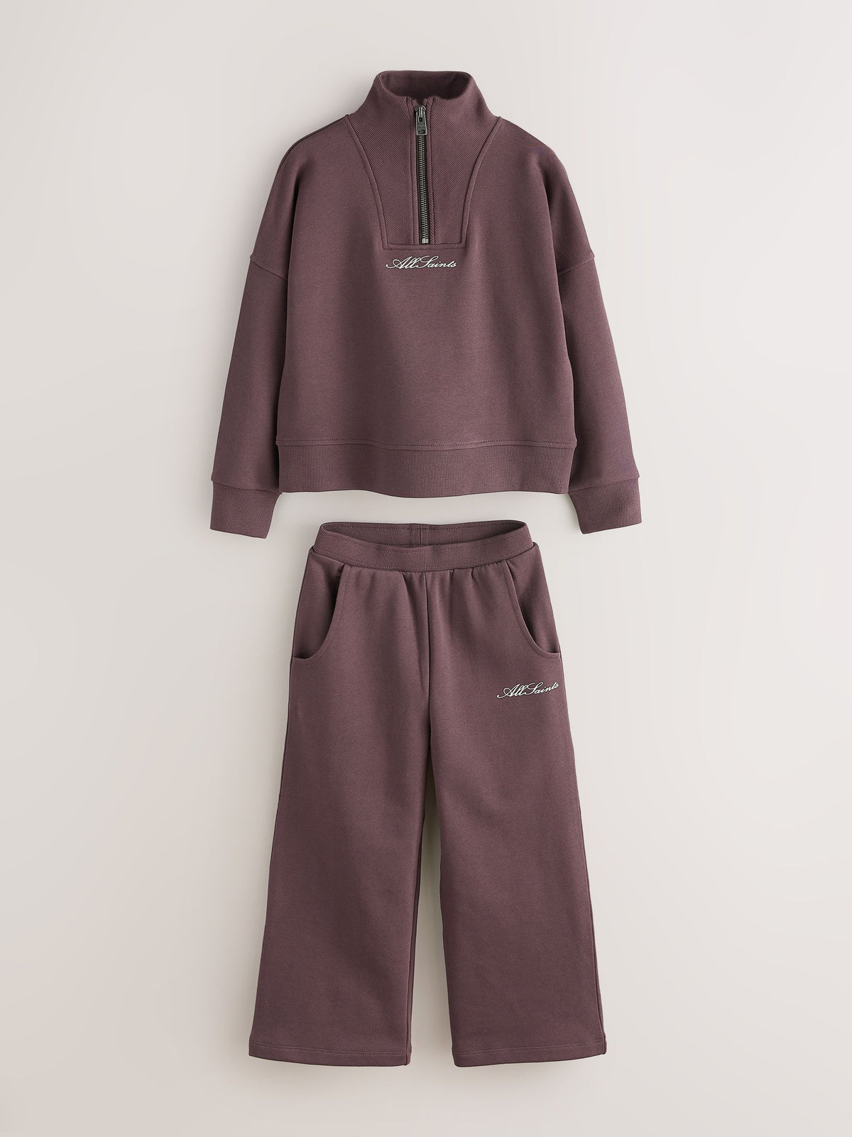 smALLSAINTS Brown Script Funnel Neck Sweater and Wide Leg Joggers Set - image 8