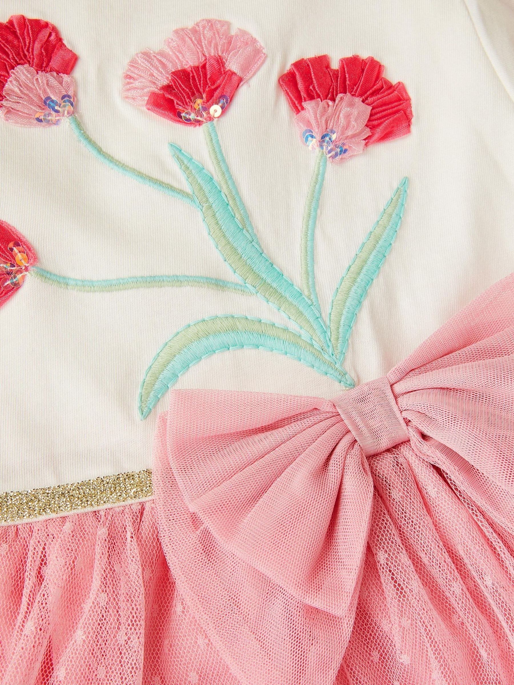 Monsoon Pink Tulip Polka Dot Mesh Disco Dress image 3