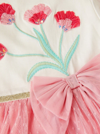 Monsoon Pink Tulip Polka Dot Mesh Disco Dress image 3