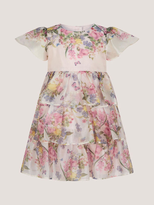 Monsoon Pink Baby Botanical Print Tiered Party Dress image 1