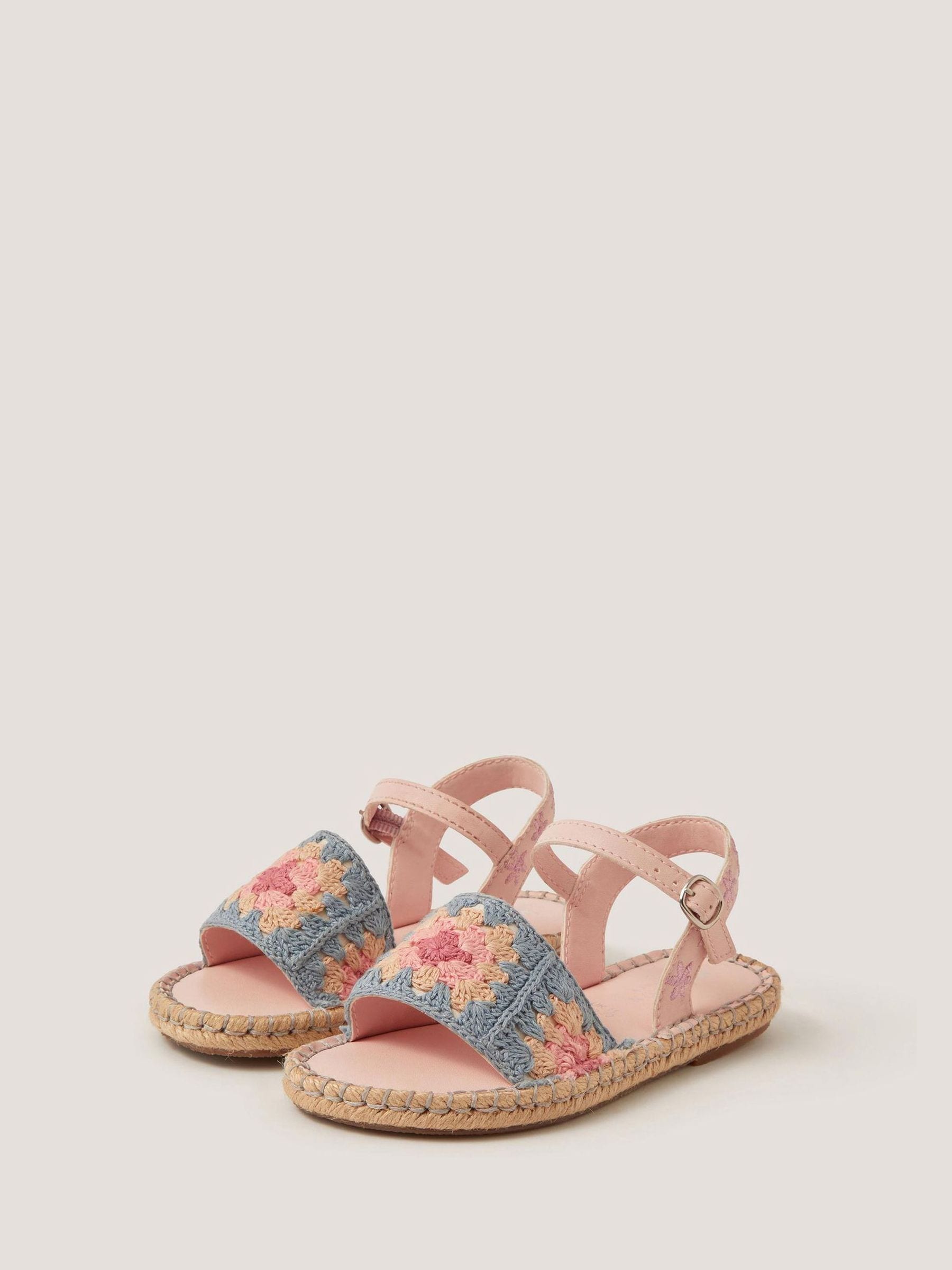 Monsoon Pink Crochet Flower Espadrille Sandals image 1