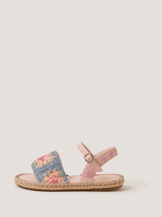 Monsoon Pink Crochet Flower Espadrille Sandals image 2