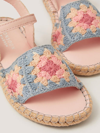 Monsoon Pink Crochet Flower Espadrille Sandals image 3