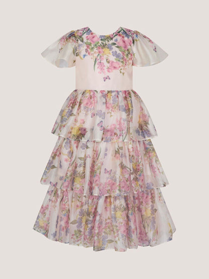Monsoon Pink Botanical Print Tiered Party Dress image 1