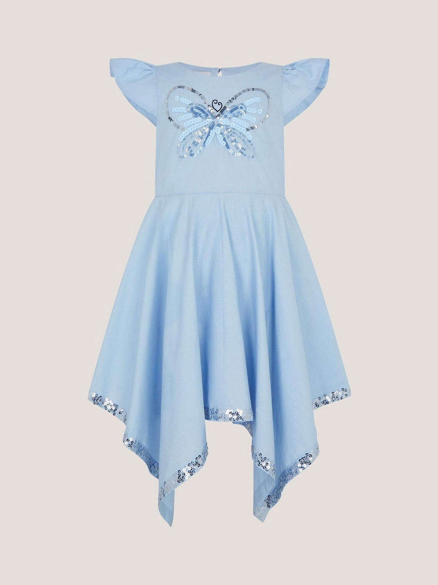Monsoon Blue Sequin Butterfly Hanky Hem Party Dress image 2