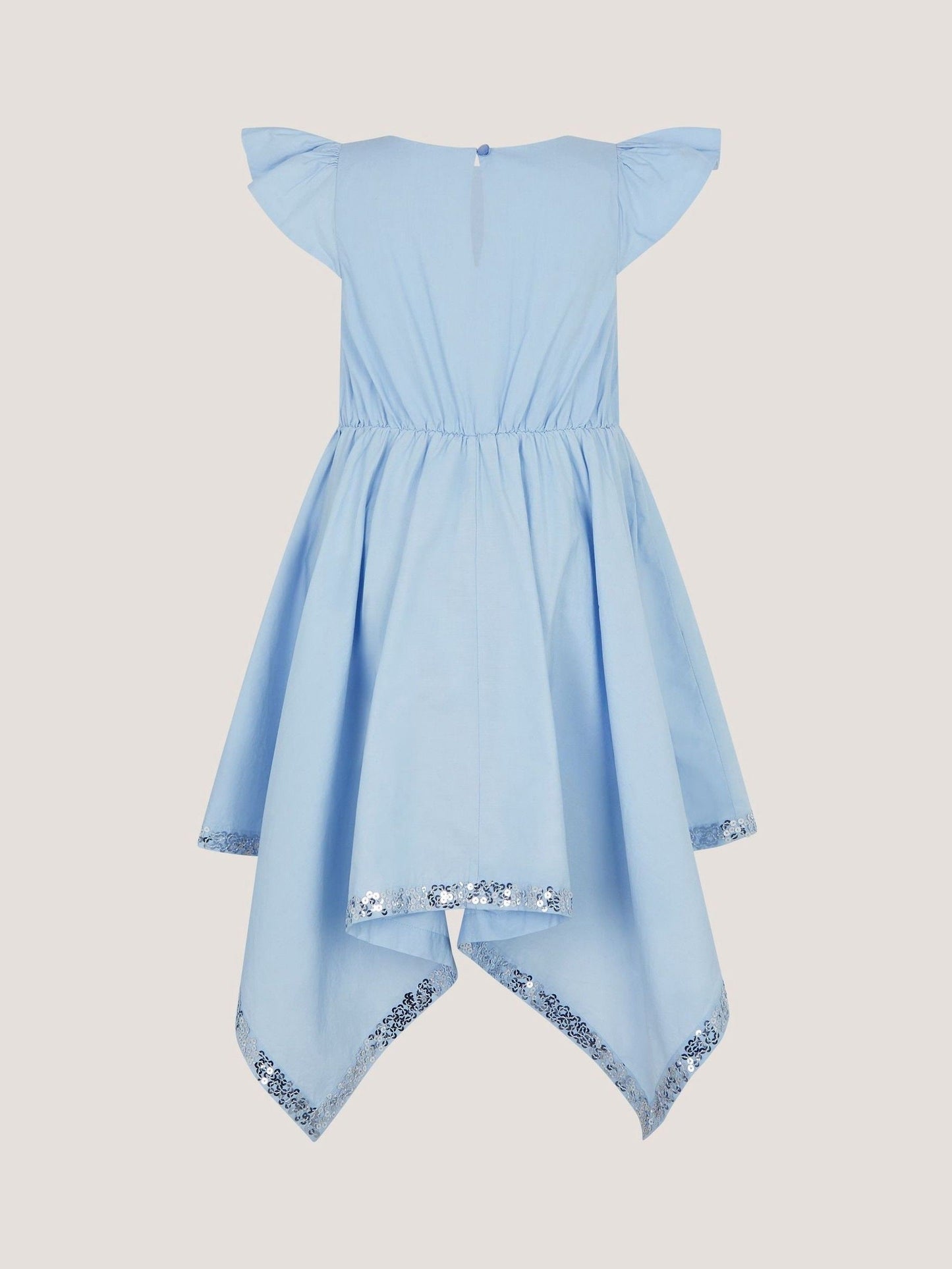 Monsoon Blue Sequin Butterfly Hanky Hem Party Dress image 3
