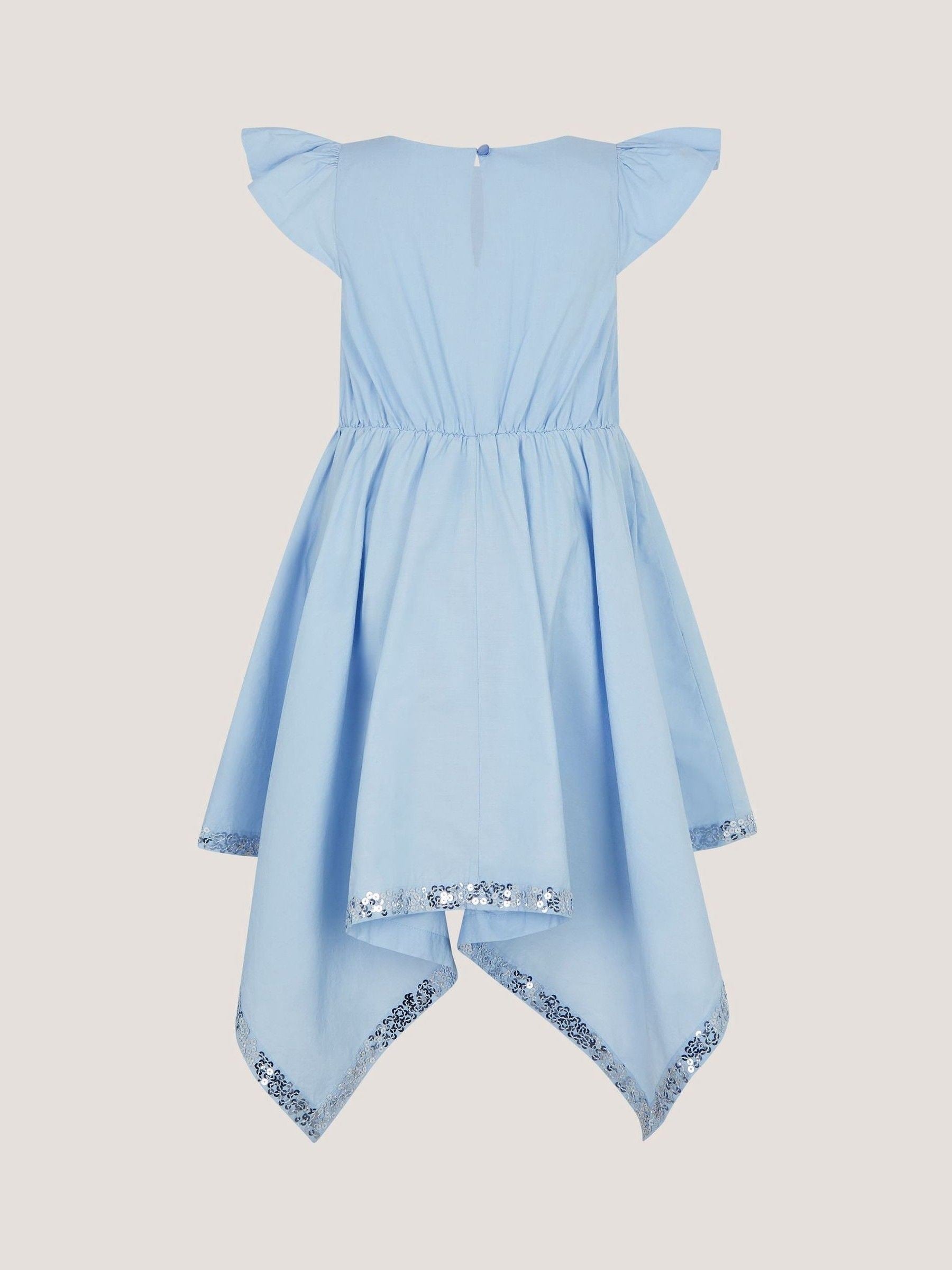 Monsoon Blue Sequin Butterfly Hanky Hem Party Dress image 3