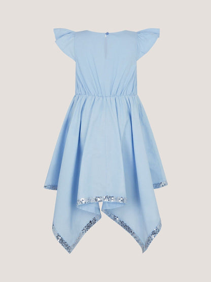 Monsoon Blue Sequin Butterfly Hanky Hem Party Dress image 3