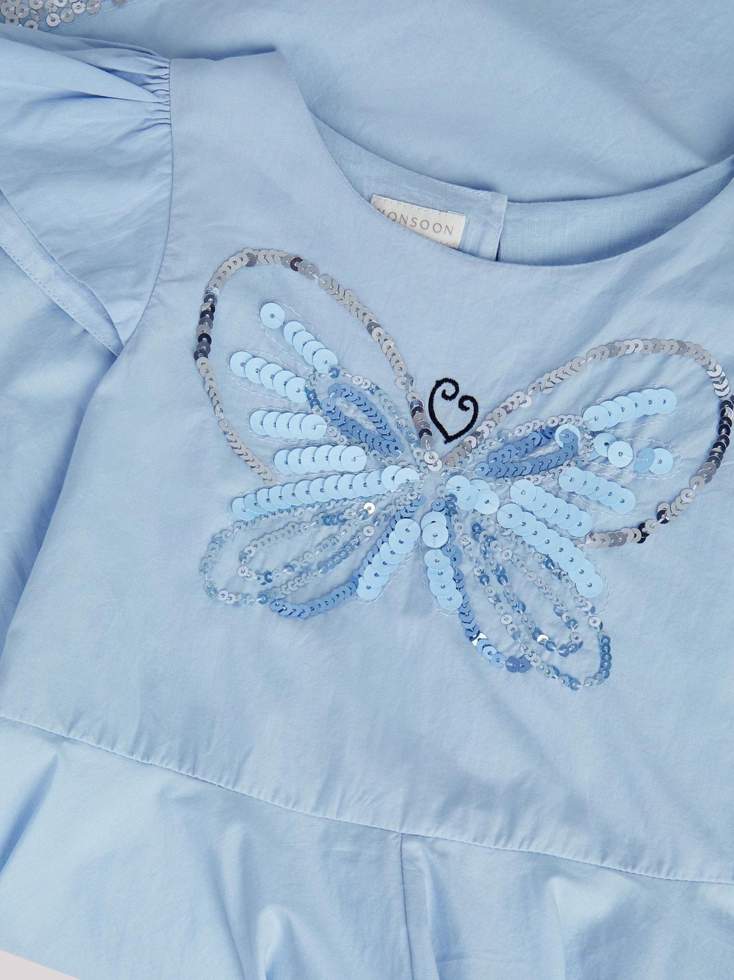 Monsoon Blue Sequin Butterfly Hanky Hem Party Dress image 4