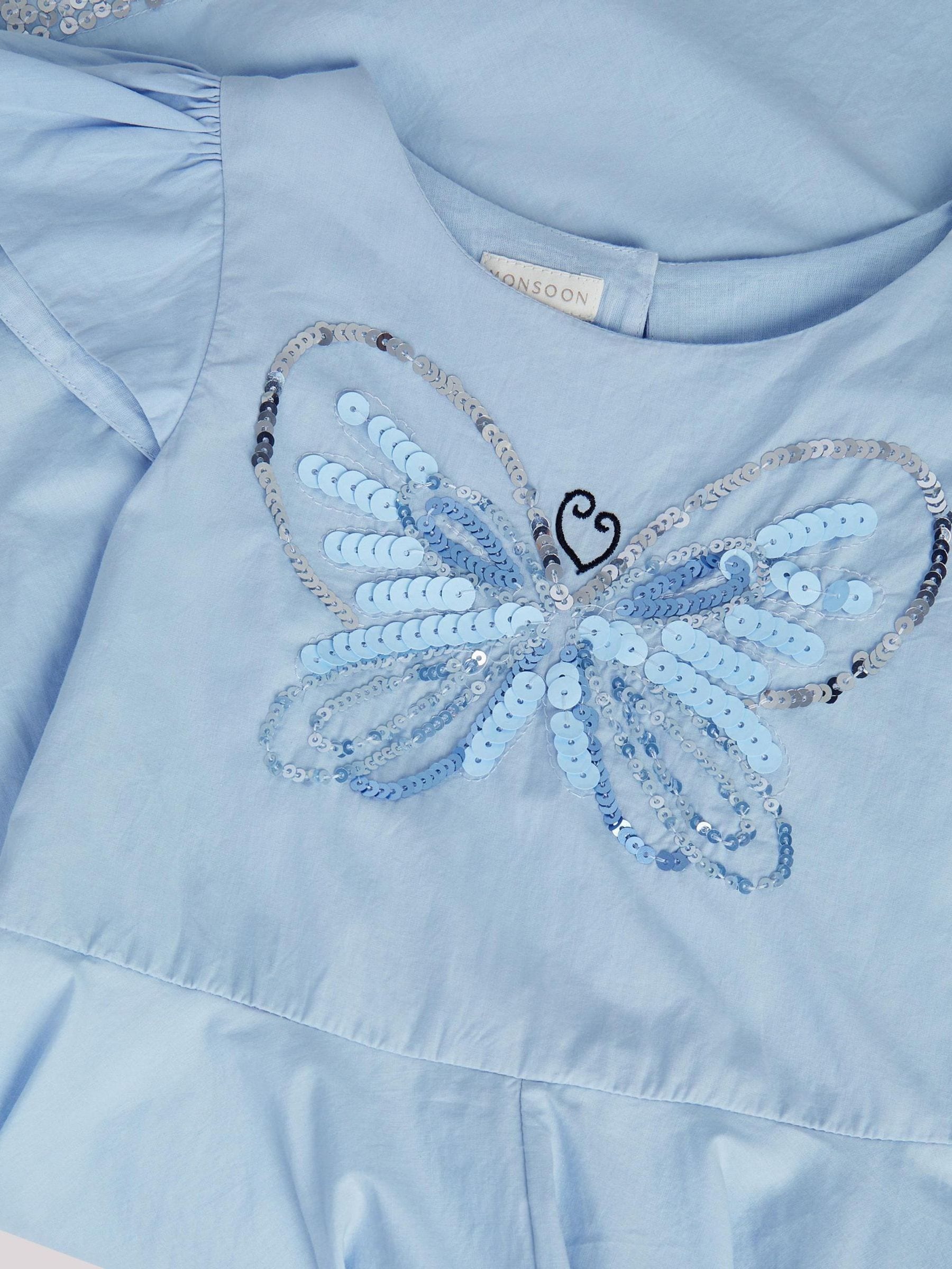 Monsoon Blue Sequin Butterfly Hanky Hem Party Dress image 4