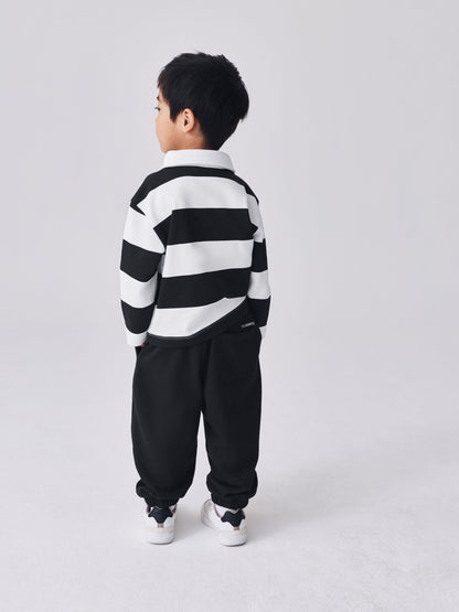 smALLSAINTS Black/White Striped Rugby Top And Joggers Set - image 2
