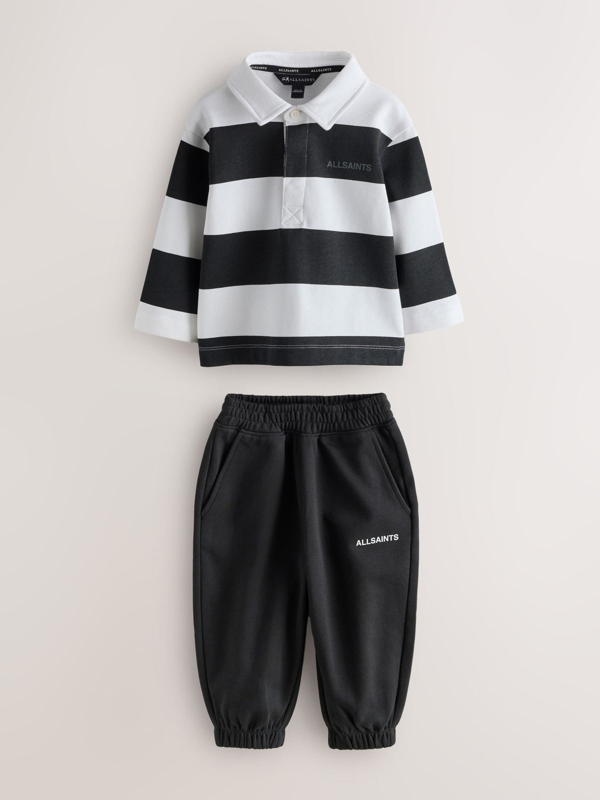 smALLSAINTS Black/White Striped Rugby Top And Joggers Set - image 7