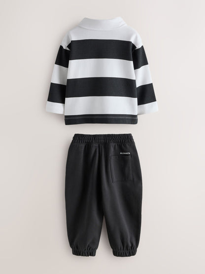 smALLSAINTS Black/White Striped Rugby Top And Joggers Set - image 8