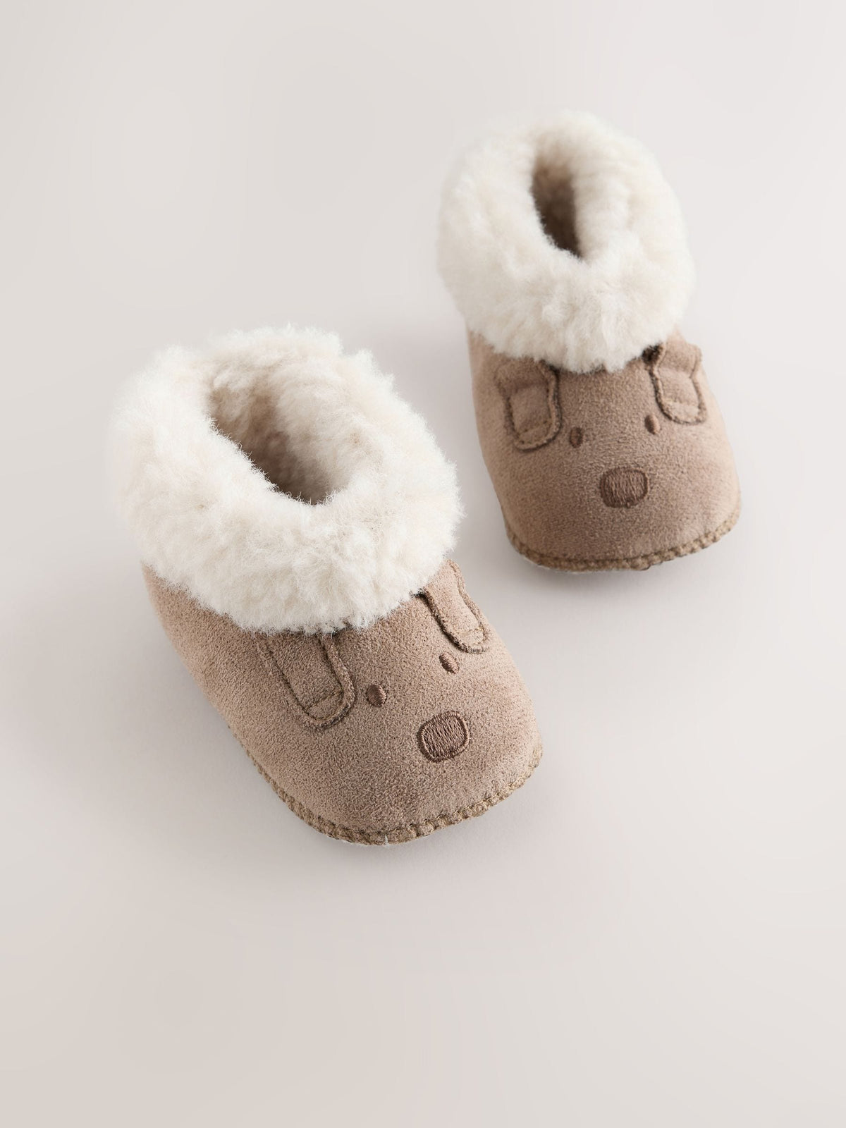 Brown Dog Pull On Baby Slippers (0-2mths) - image 1
