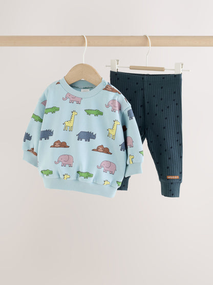 Blue Safari Baby Sweatshirt and Leggings Set (0mths-2yrs) - image 1