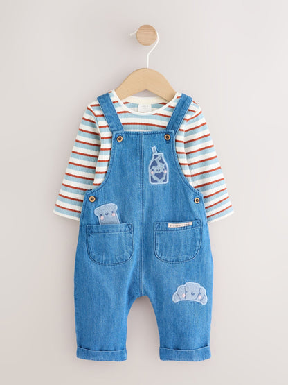 Dsiney Kidz - Blue Milk Club Denim Dungaree and Textured Bodysuit Baby Set (0mths-2yrs) image 1