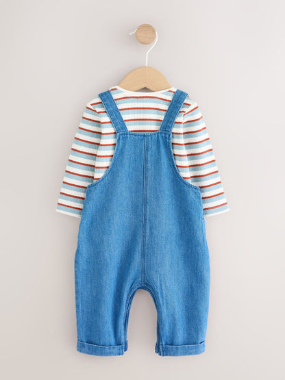 Dsiney Kidz - Blue Milk Club Denim Dungaree and Textured Bodysuit Baby Set (0mths-2yrs) image 2