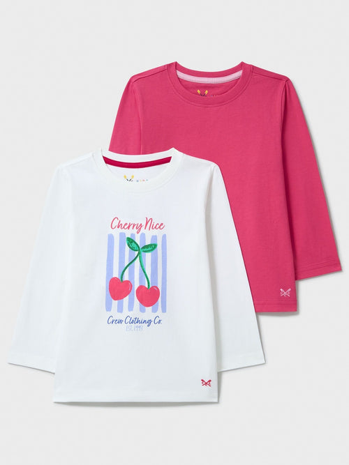 Dsiney Kidz - Crew Clothing Company Cream Long-Sleeve Classic Crew T-Shirts 2 Pack image 1