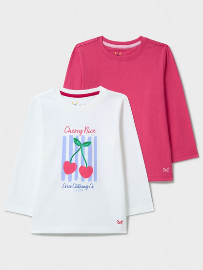 Dsiney Kidz - Crew Clothing Company Cream Long-Sleeve Classic Crew T-Shirts 2 Pack image 1